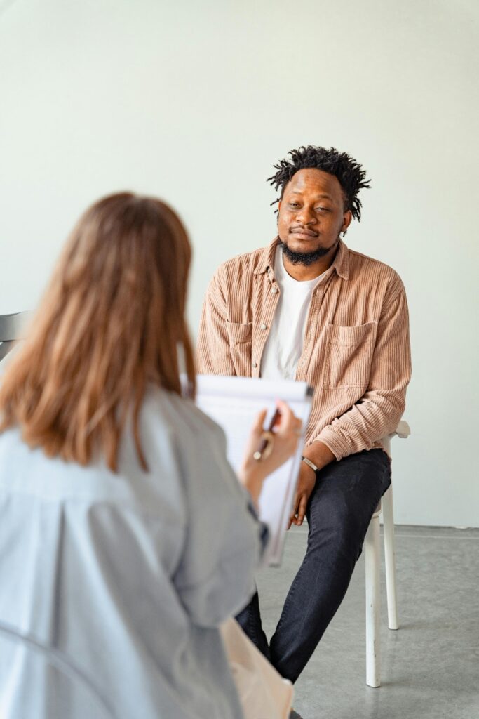 Young man going to the psychiatrist for the first time